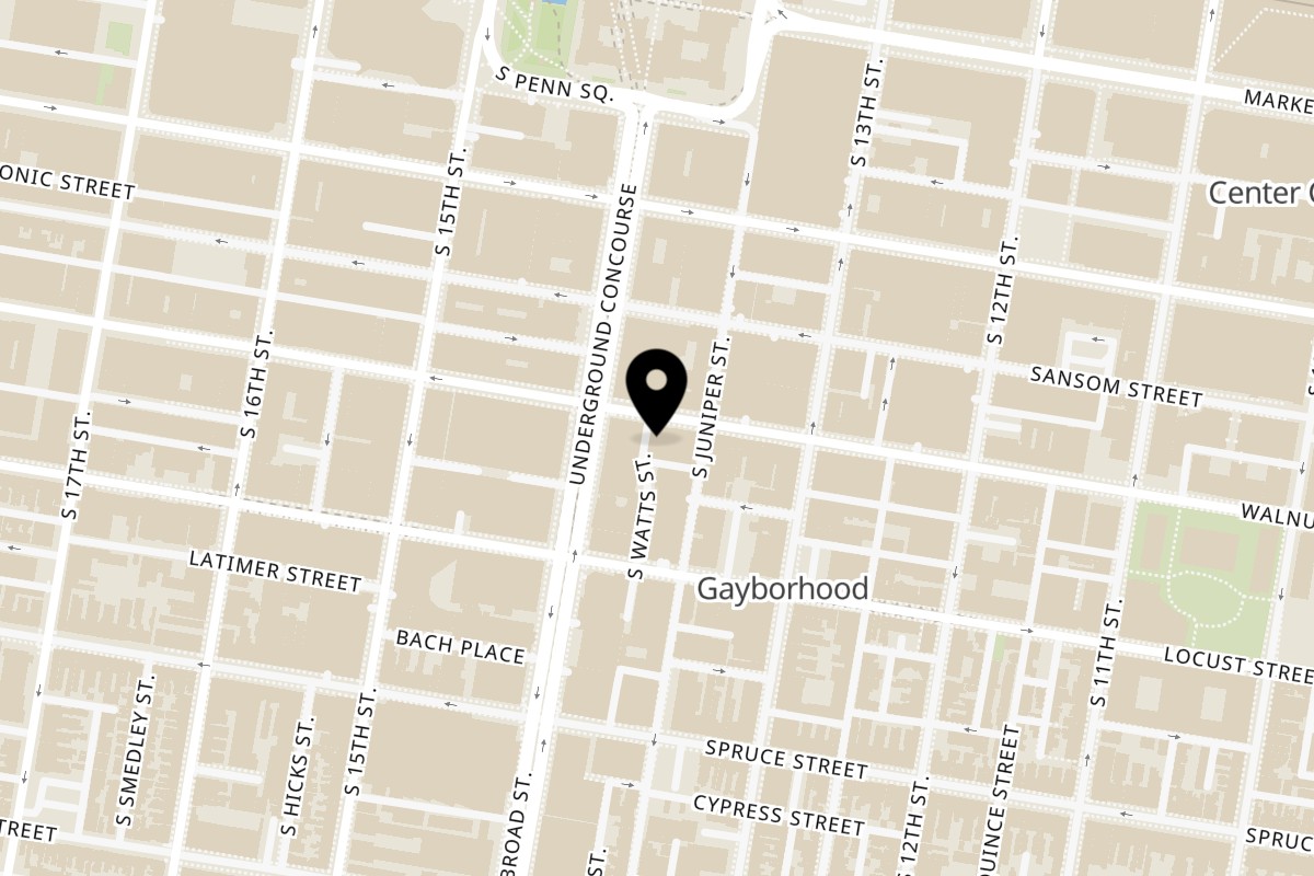 Map showing the location of Jean's Cafe on 1334 Walnut St in Philadelphia